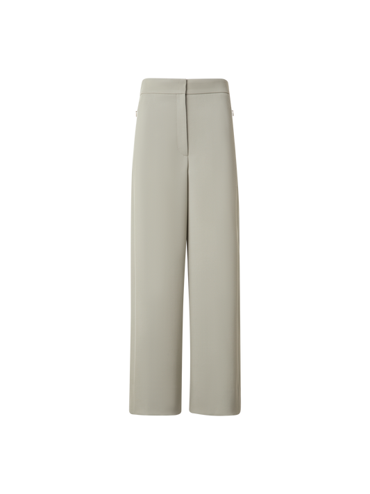 Designer Wide Wool Tricotine Pants - neutral - beige
