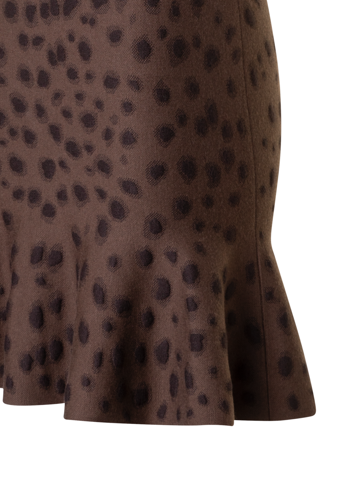 Designer Knit Dress in Leopard Jacquard with Flounce Hem - neutral - brown
