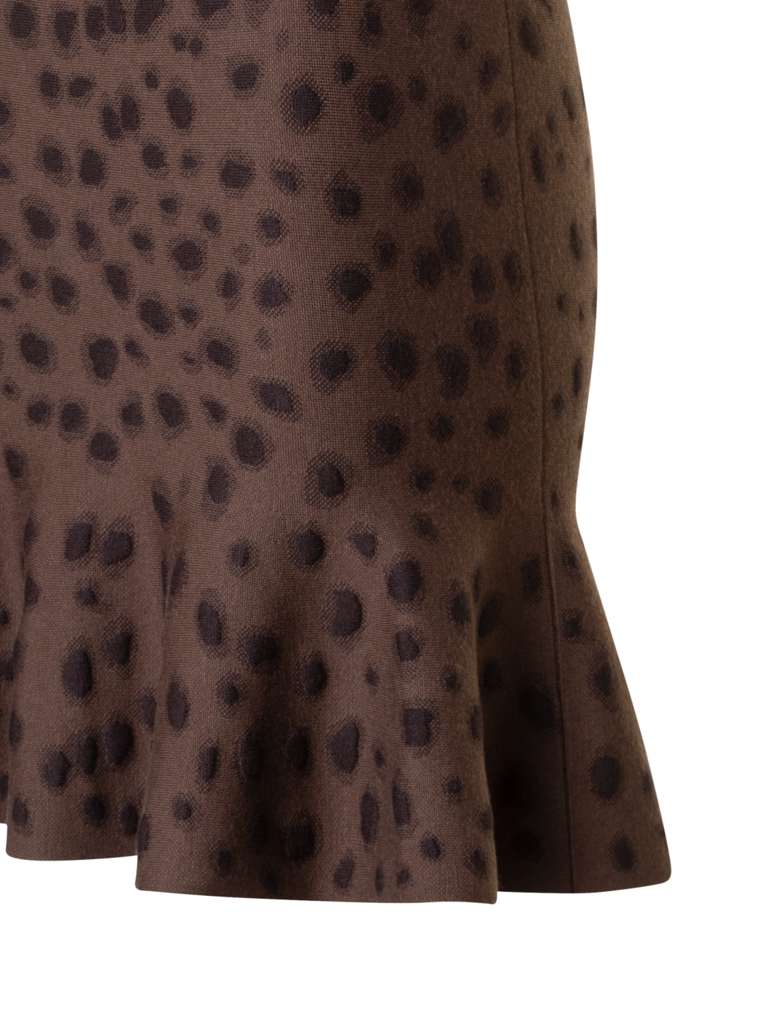 Designer Knit Dress in Leopard Jacquard with Flounce Hem - neutral - brown