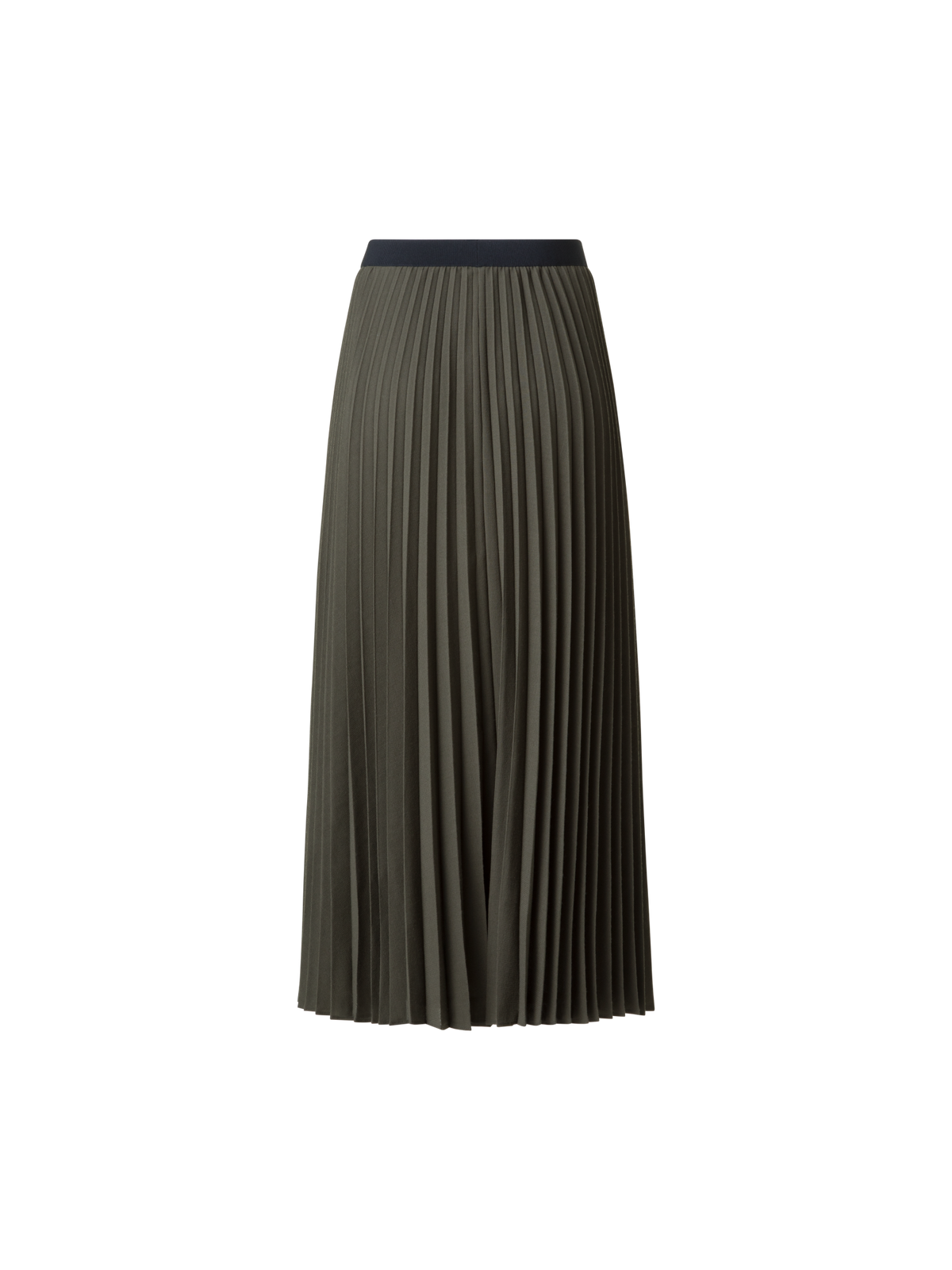 Designer Midi Pleated Skirt in Wool Blend - neutral - green