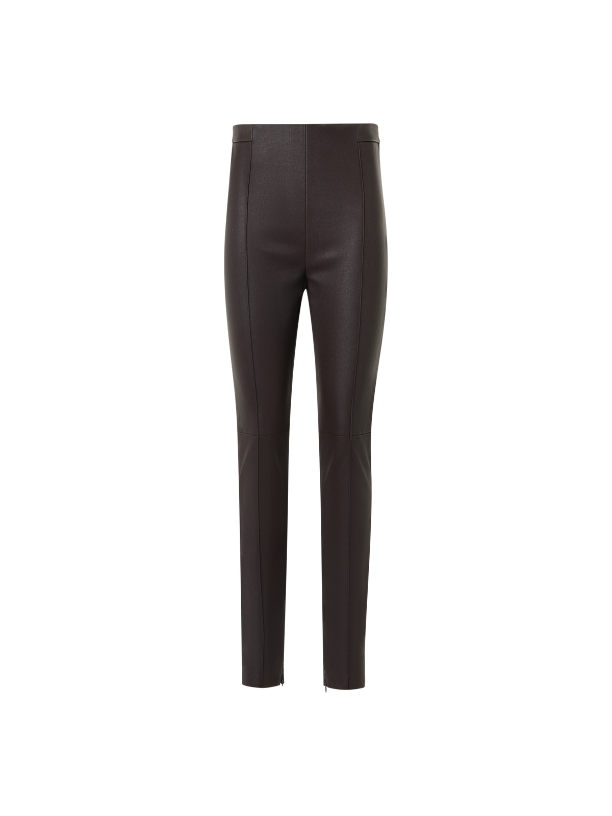 Designer Slim Leg Pants in Stretch Leather - brown
