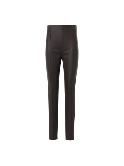 Designer Slim Leg Pants in Stretch Leather - brown