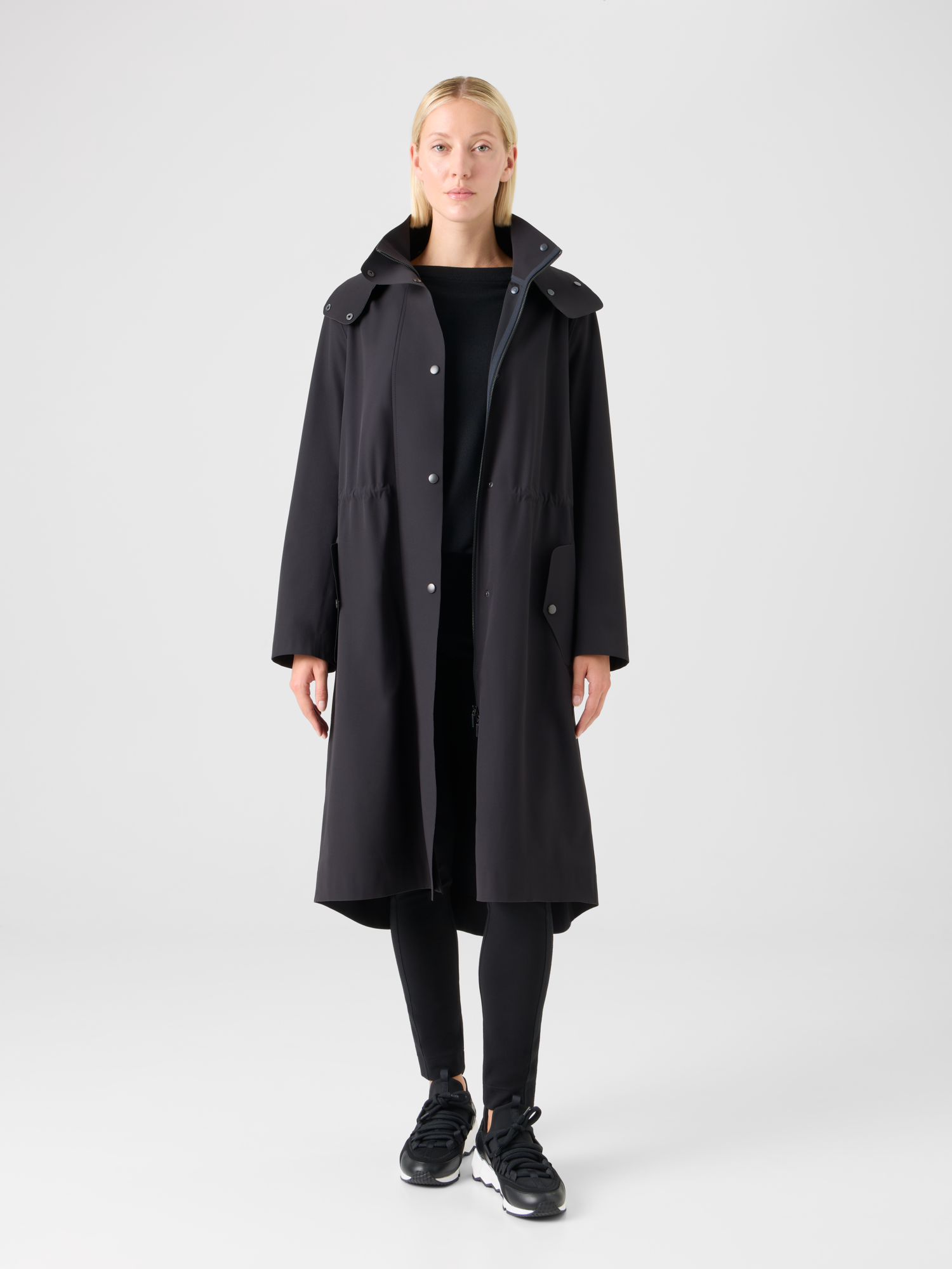Designer Water-Repellent Fitted Techno Parka - black 