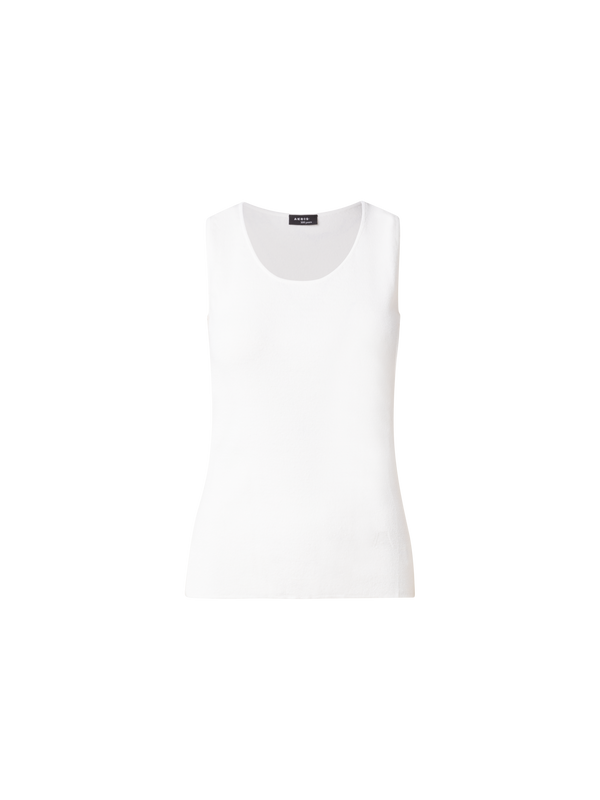 Designer Linen Stretch Knit Tank Top - ecru
