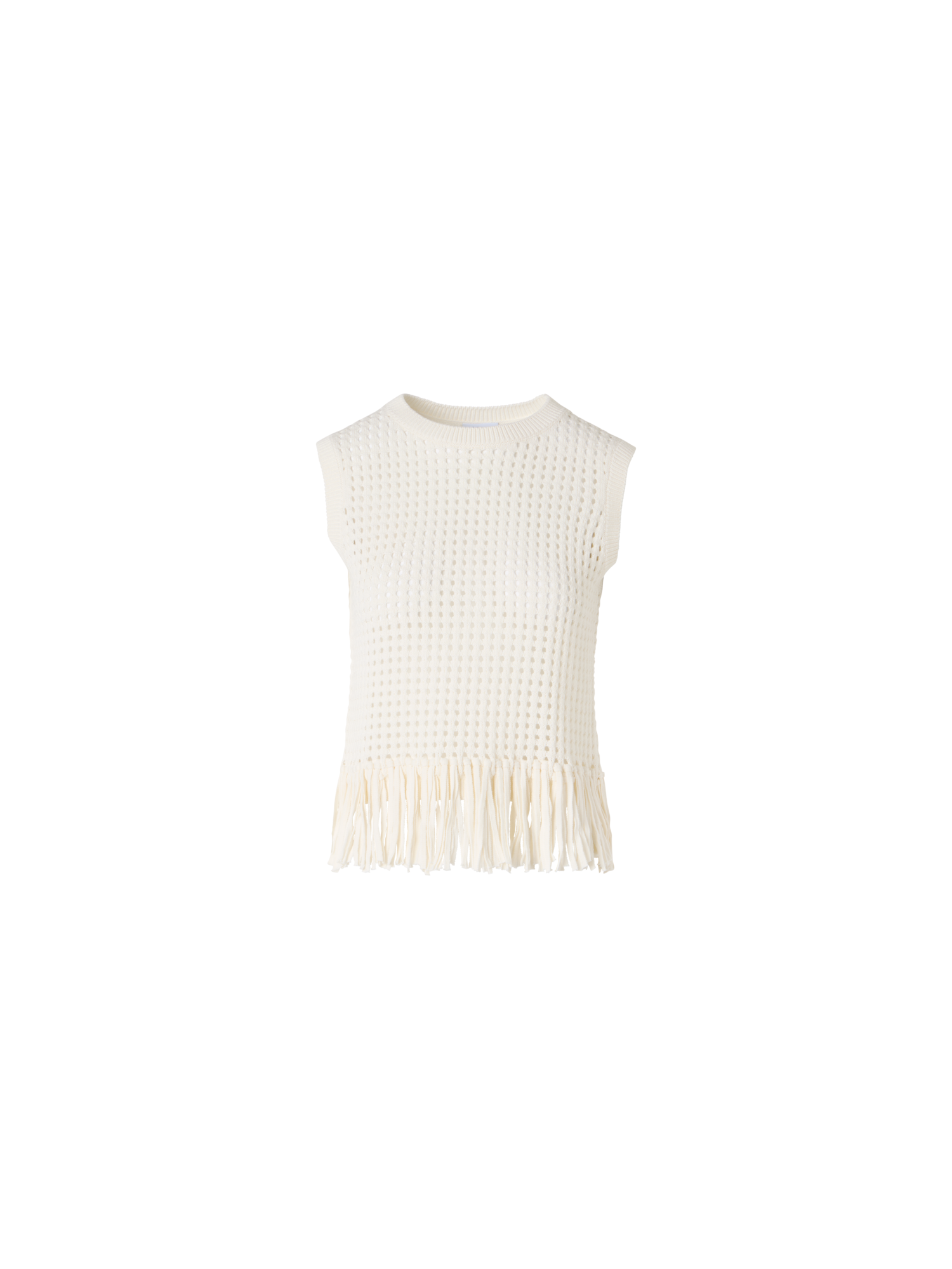 Designer Sleeveless Chunky Cotton Mesh Knit Top - ecru