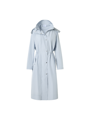 Designer Water-Repellent Lightweight Midi Parka - blue