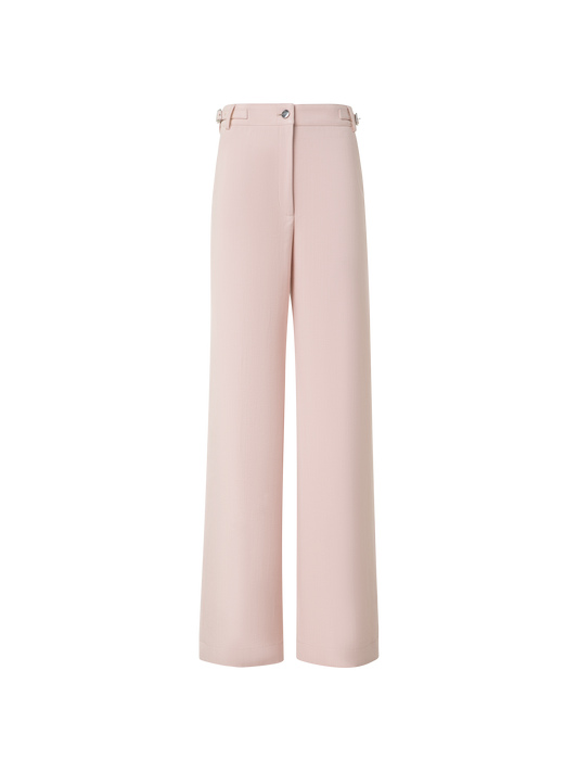 Designer Wide Cotton Denim Stretch Pants - pastel - pink