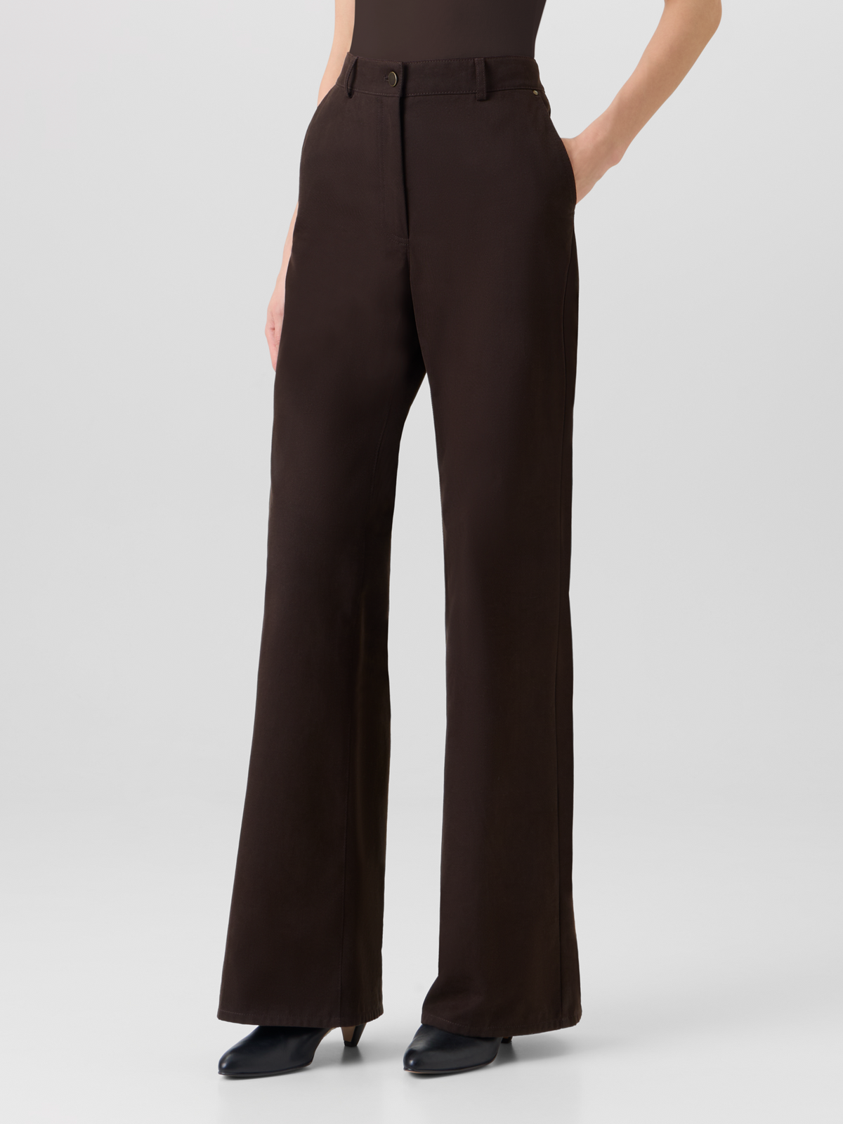 Designer Celia Bootcut Pants in Cotton Gabardine - brown #editorial