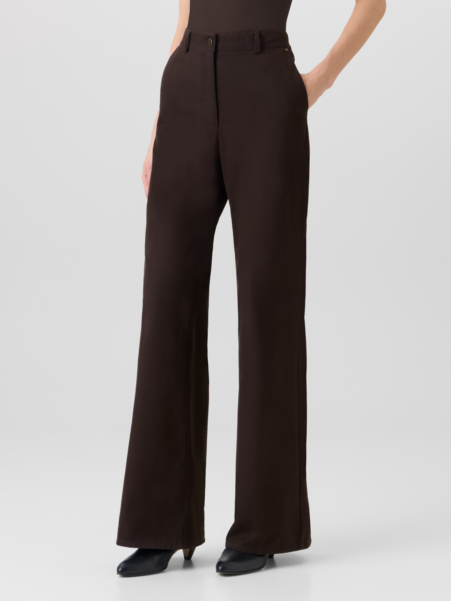 Designer Celia Bootcut Pants in Cotton Gabardine - brown 