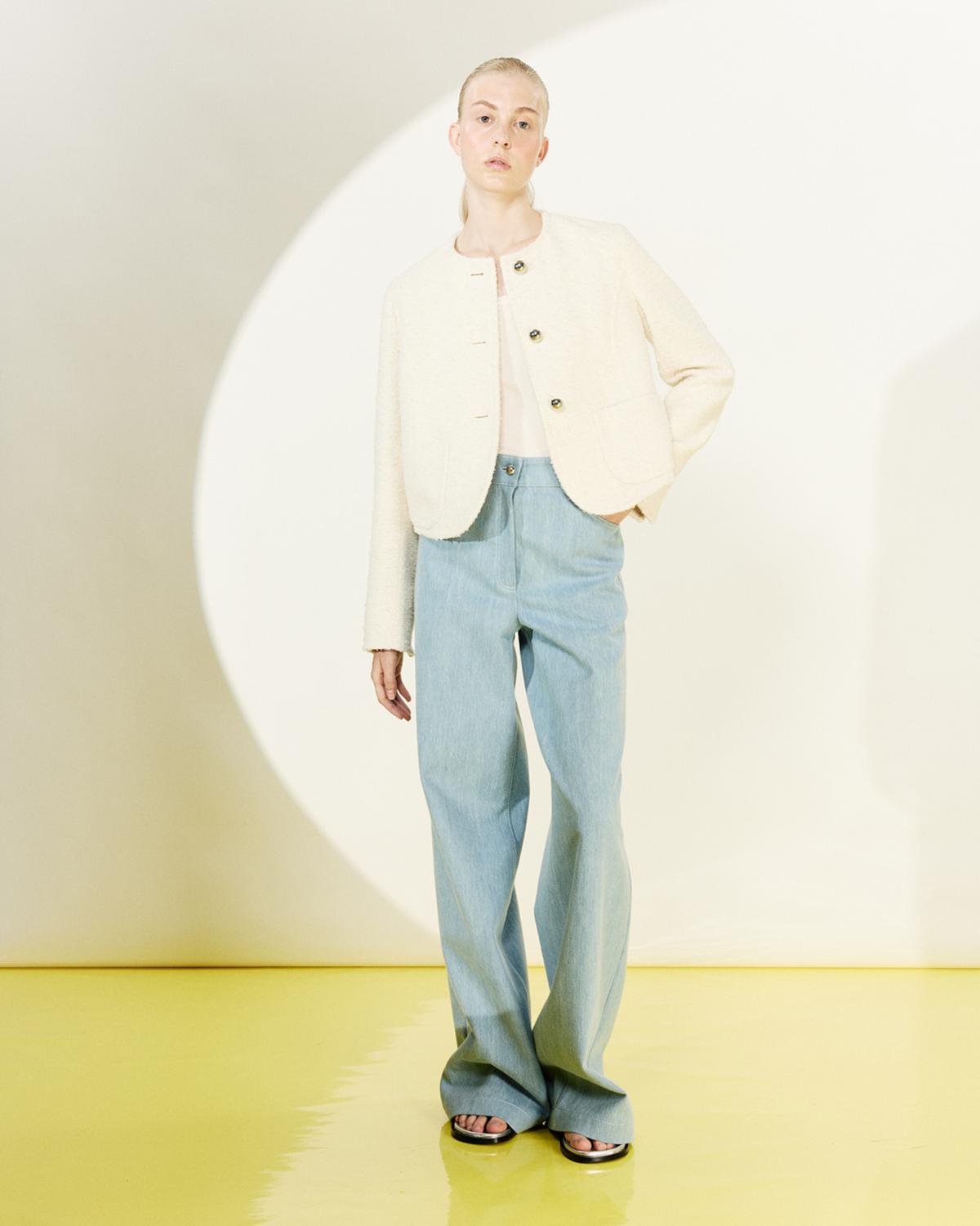 Designer Boxy Bouclé Cotton Summer Jacket - ecru #editorial