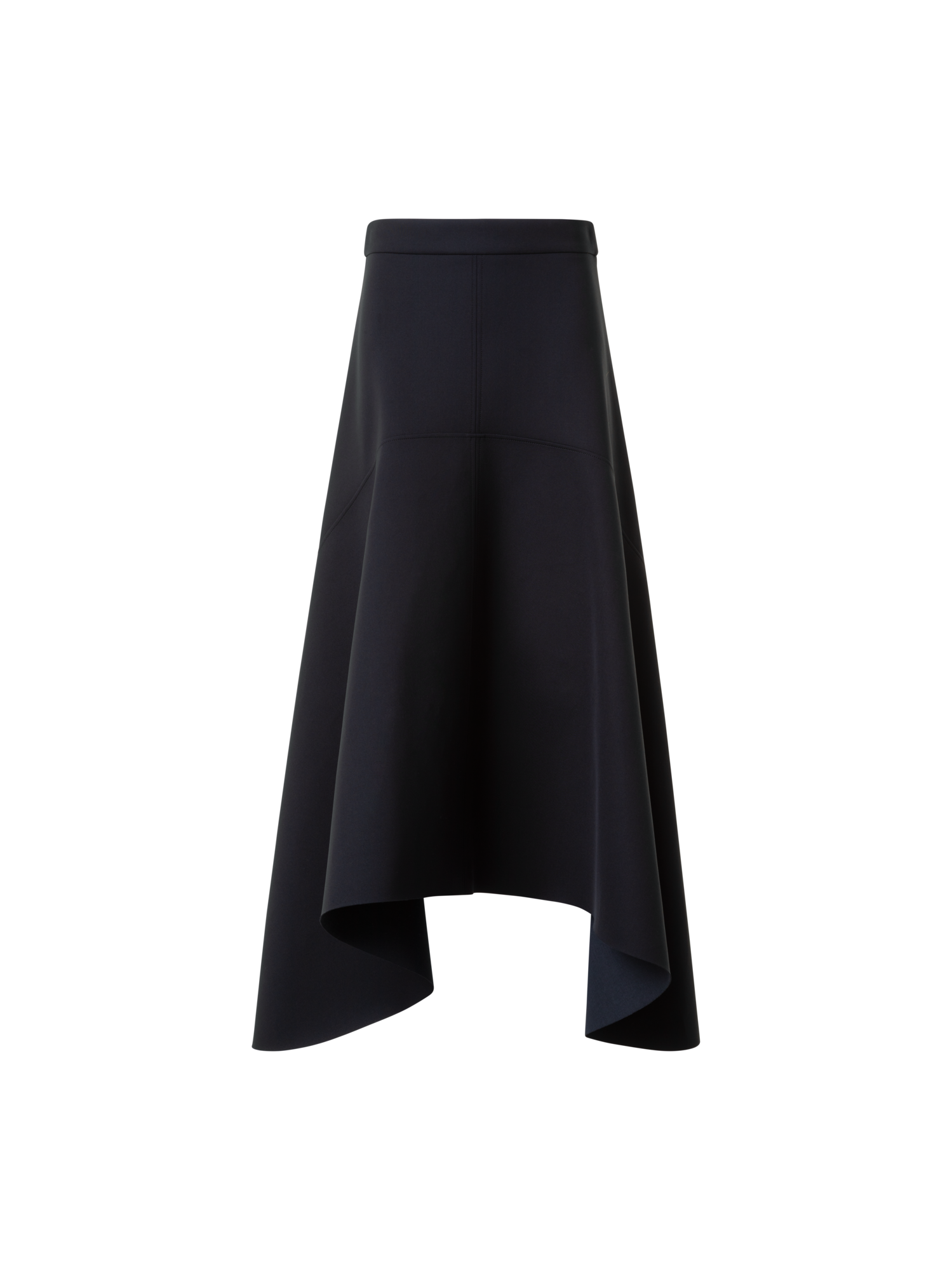 Designer Asymmetrical A-Line Neoprene Handkerchief Skirt - black - neutral