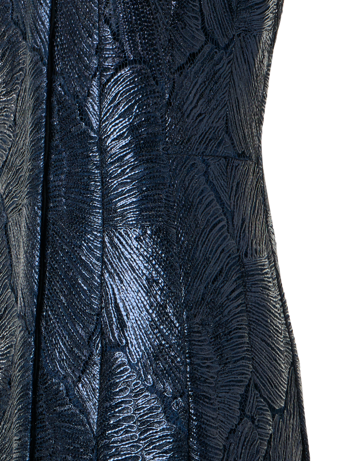 Designer Lacquered Sea Fan Lace Midi Dress - navy - blue