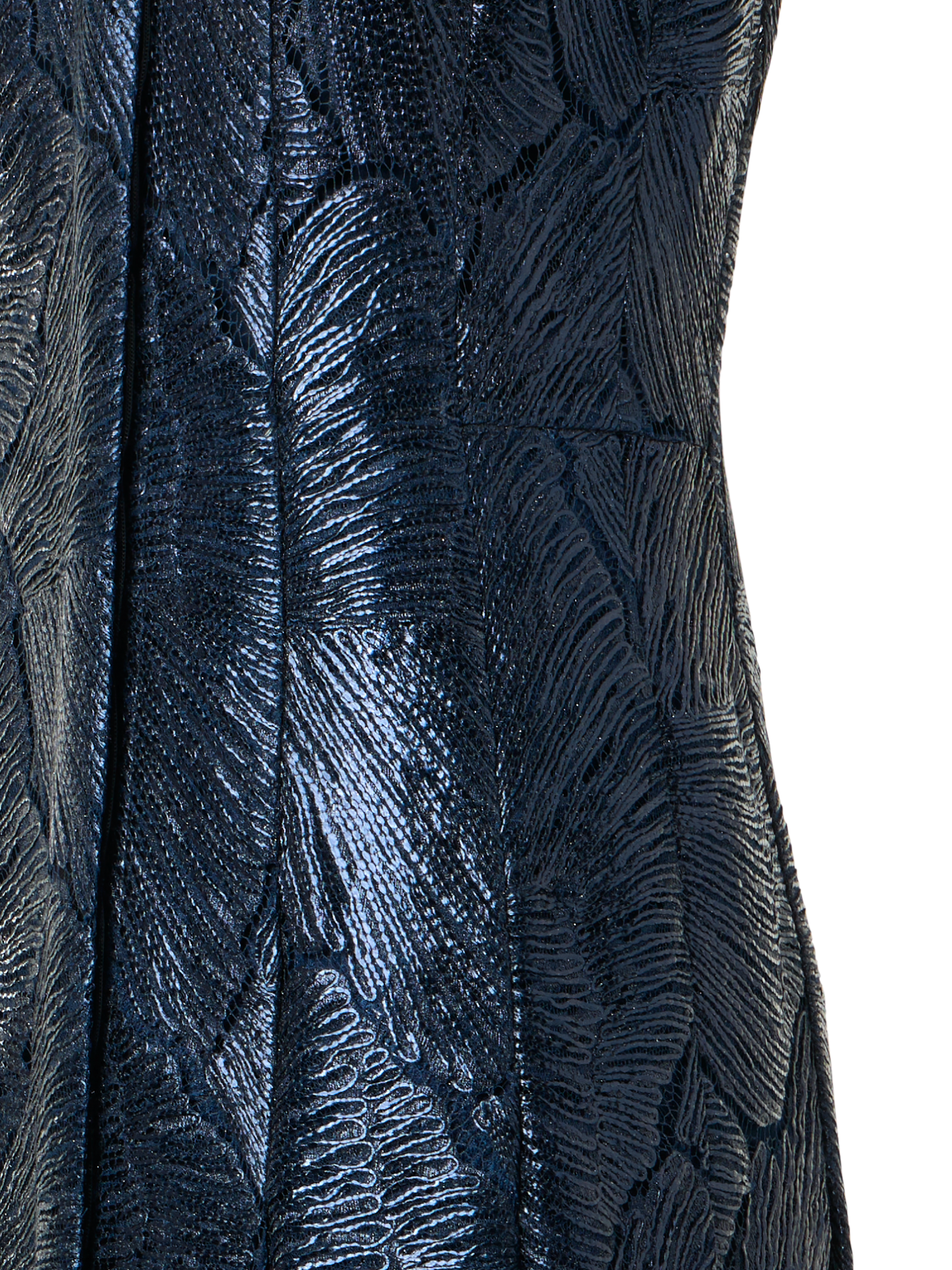 Designer Lacquered Sea Fan Lace Midi Dress - navy - blue