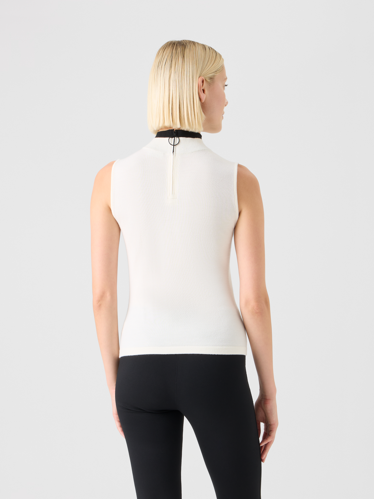 Designer Trompe l’Oeil Merino Wool Knit Top - white #editorial