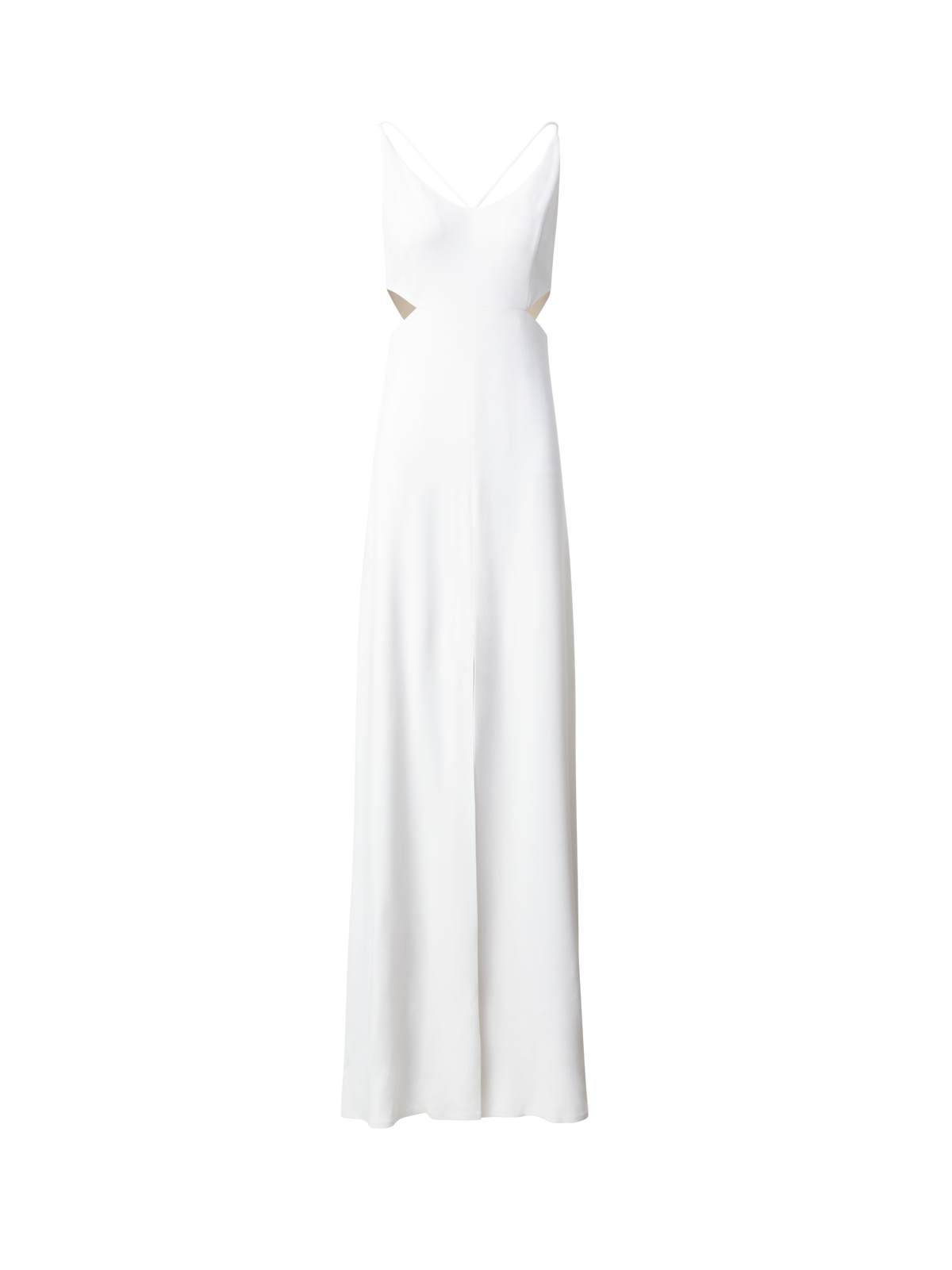 Designer Long Evening Dress with Side Cut Outs - ecru - white
