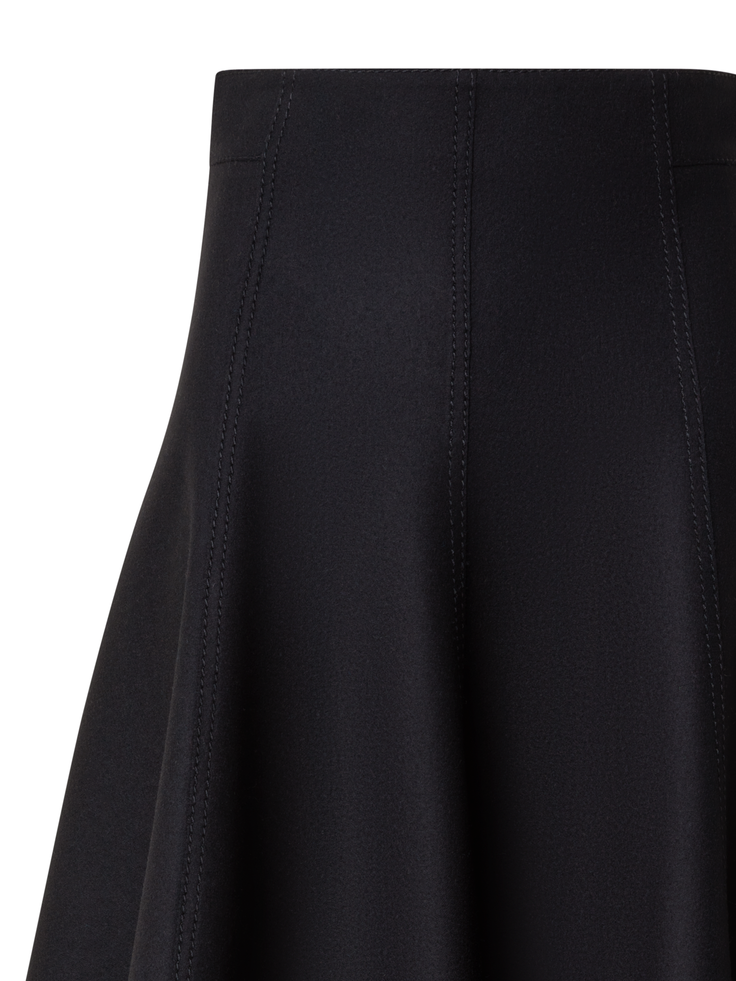 Designer Taglio Vivo Midi Skirt with Fringes - black
