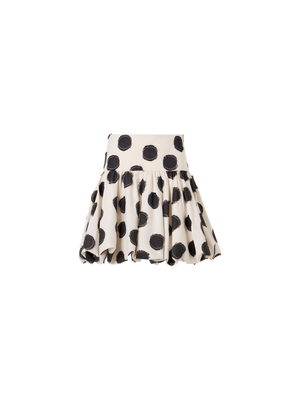 Designer Flared Fringed Polka-Dot Mini Skirt - multicolor - white
