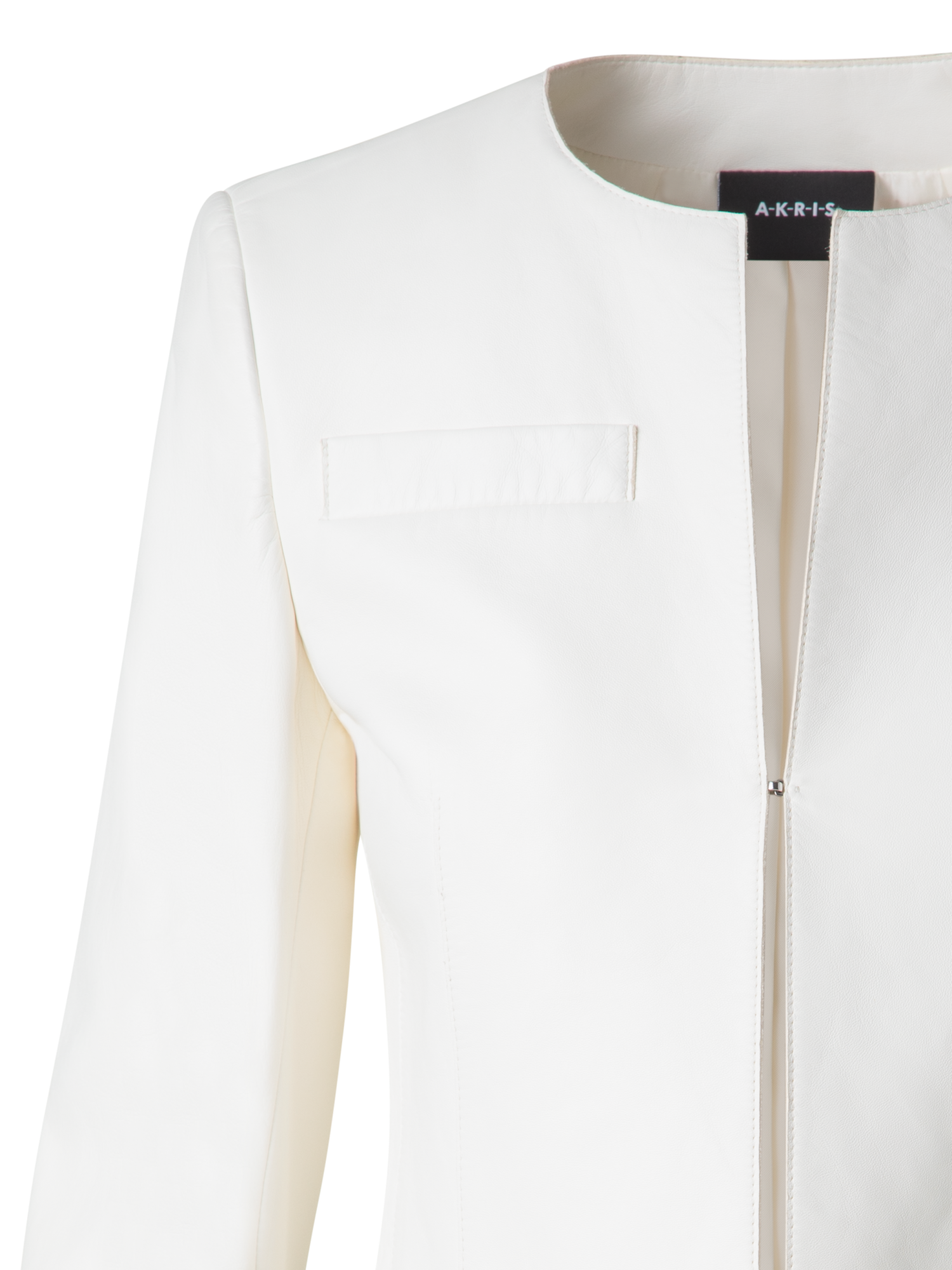 Designer Cropped Leather Jacket - ecru - white