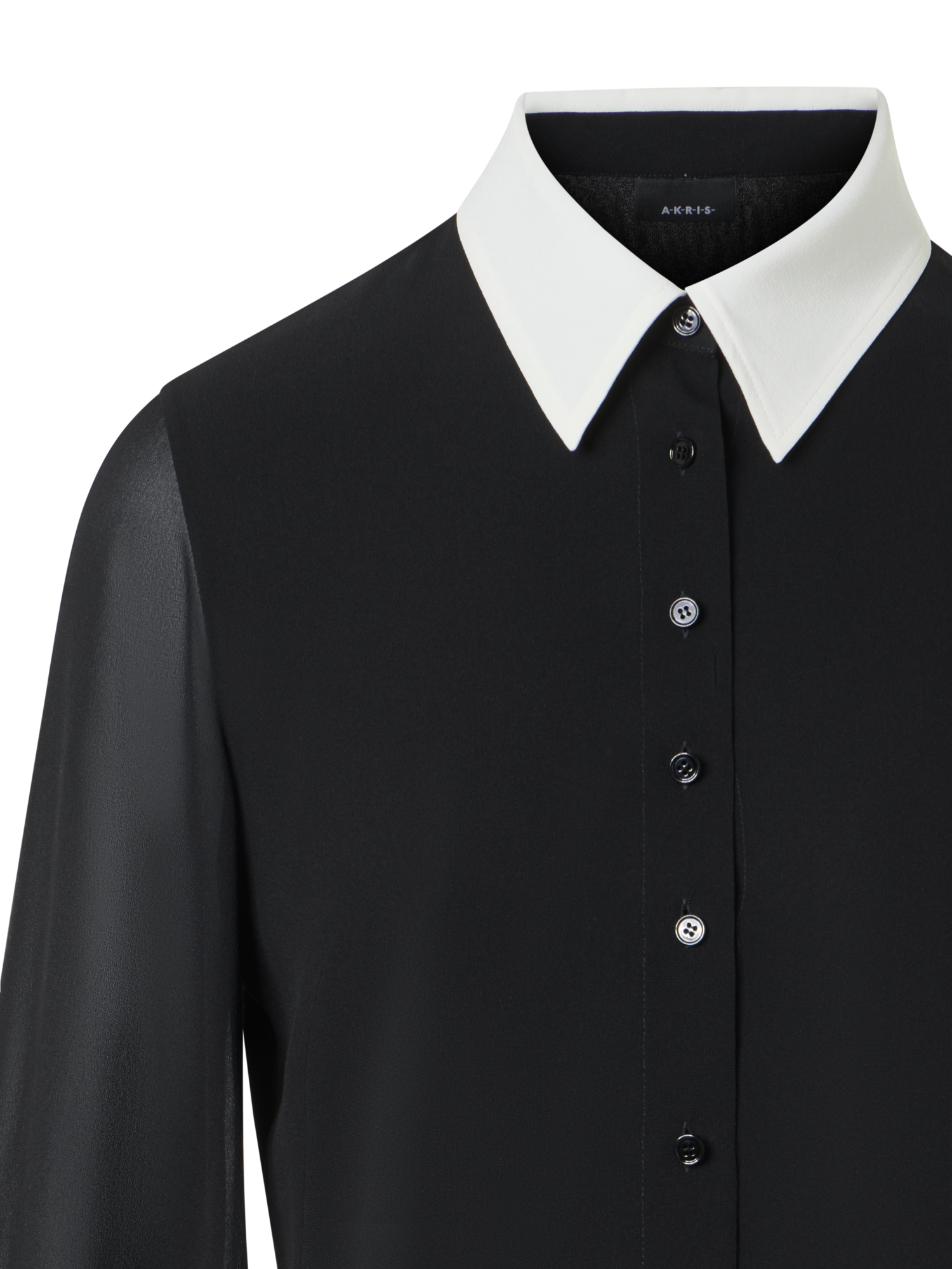 Designer Silk Blouse with Detachable Cuffs - black