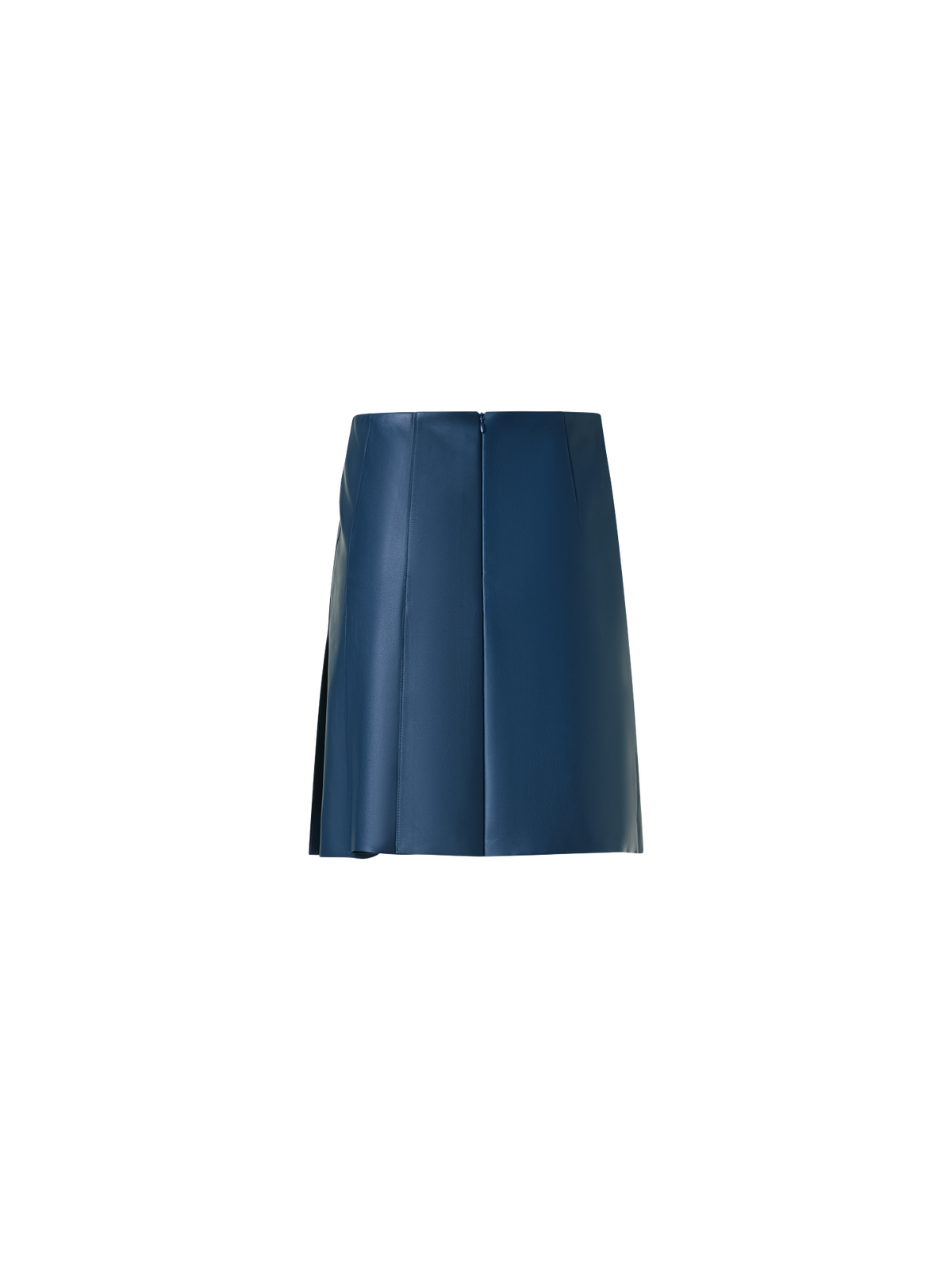 Designer Half-Pleated Leather Mini Skirt - neutral - navy - blue