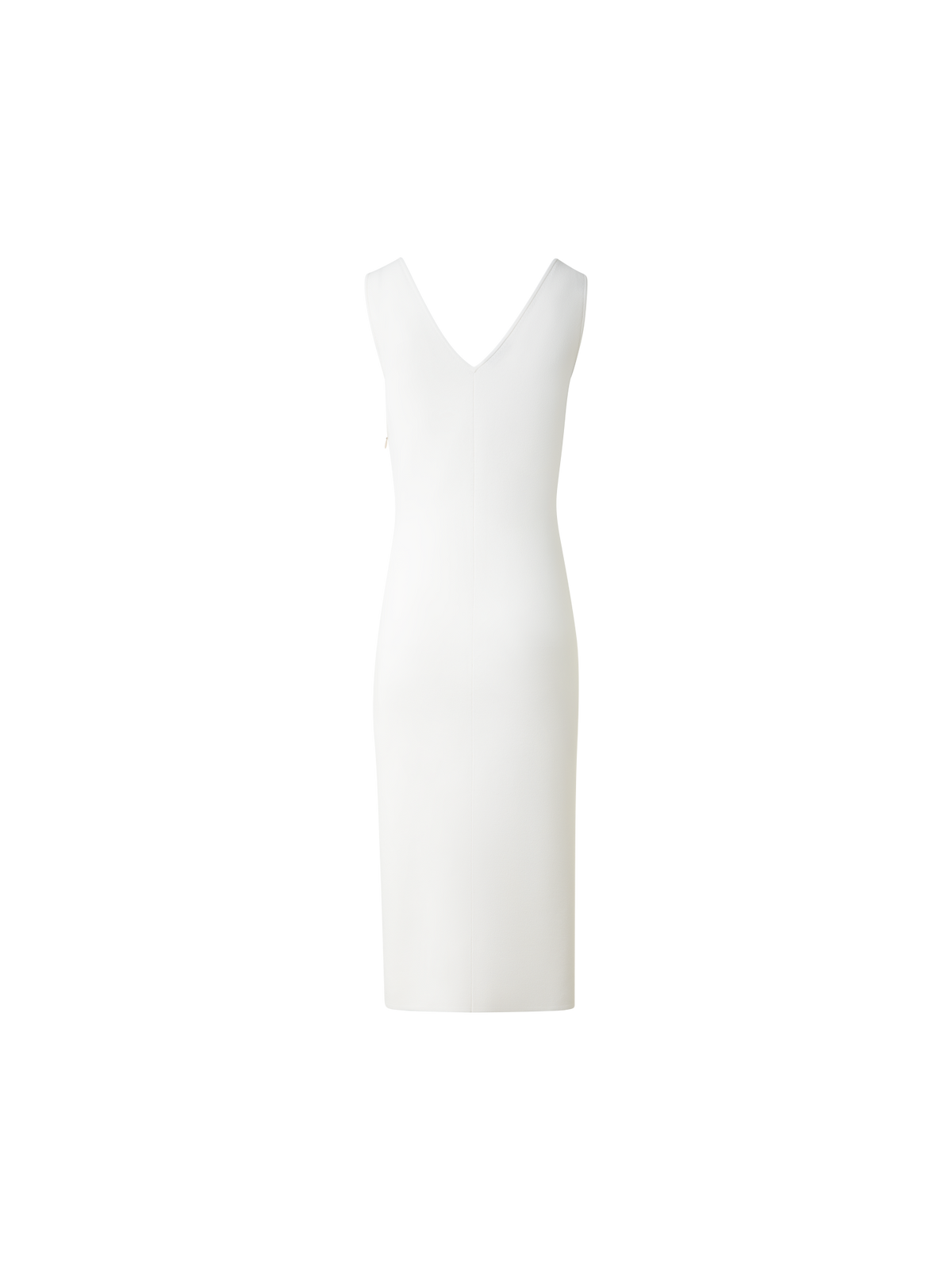 Designer Fitted Midi Knit Dress with Double-V-Neck - ecru - white