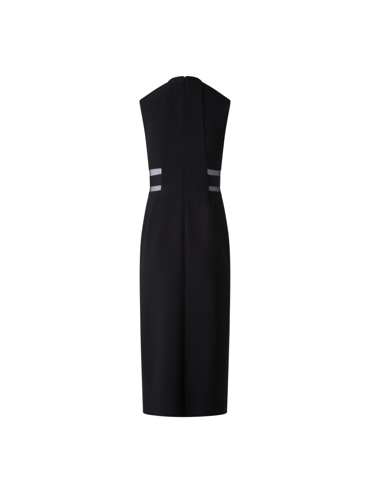 Designer Evening Sheath Dress with Tulle Waist Inset - black