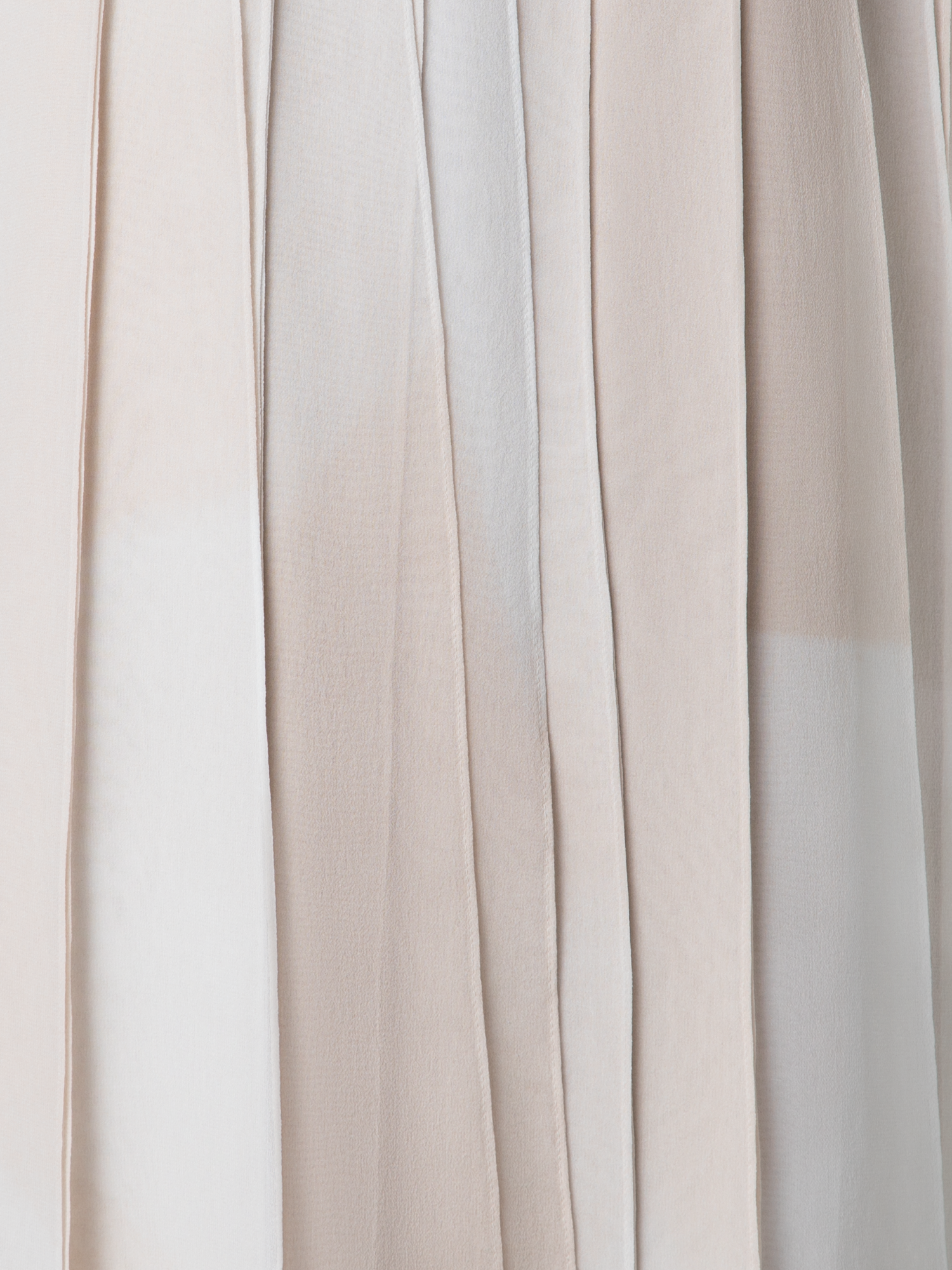 Designer Silk Ribbon Mini Dress with Chiaroscuro Print - neutral - pastel - beige
