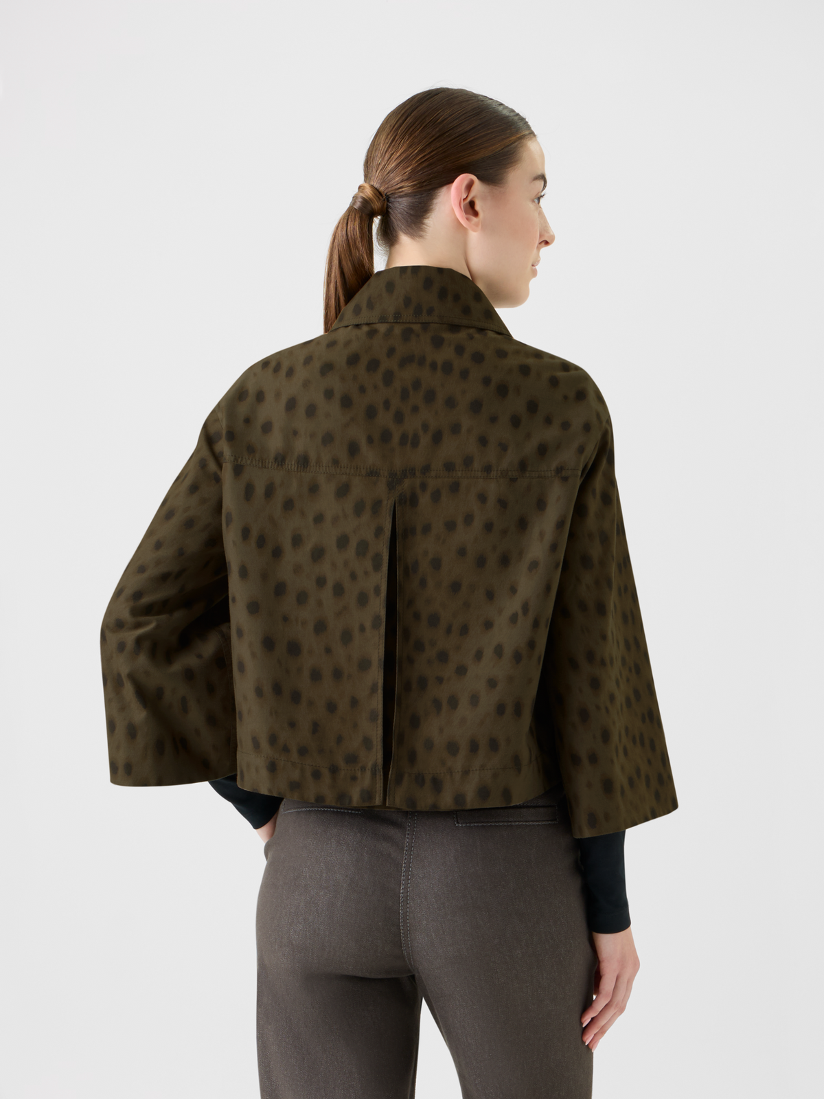 Designer Short Techno Parka in Leopard Print - neutral - brown #editorial