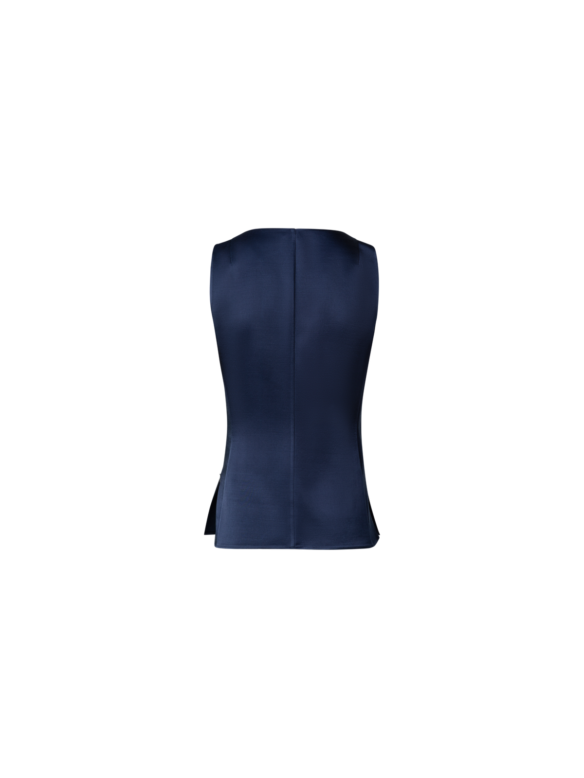 Designer Wool Satin Sleeveless Blouse Top - navy - blue