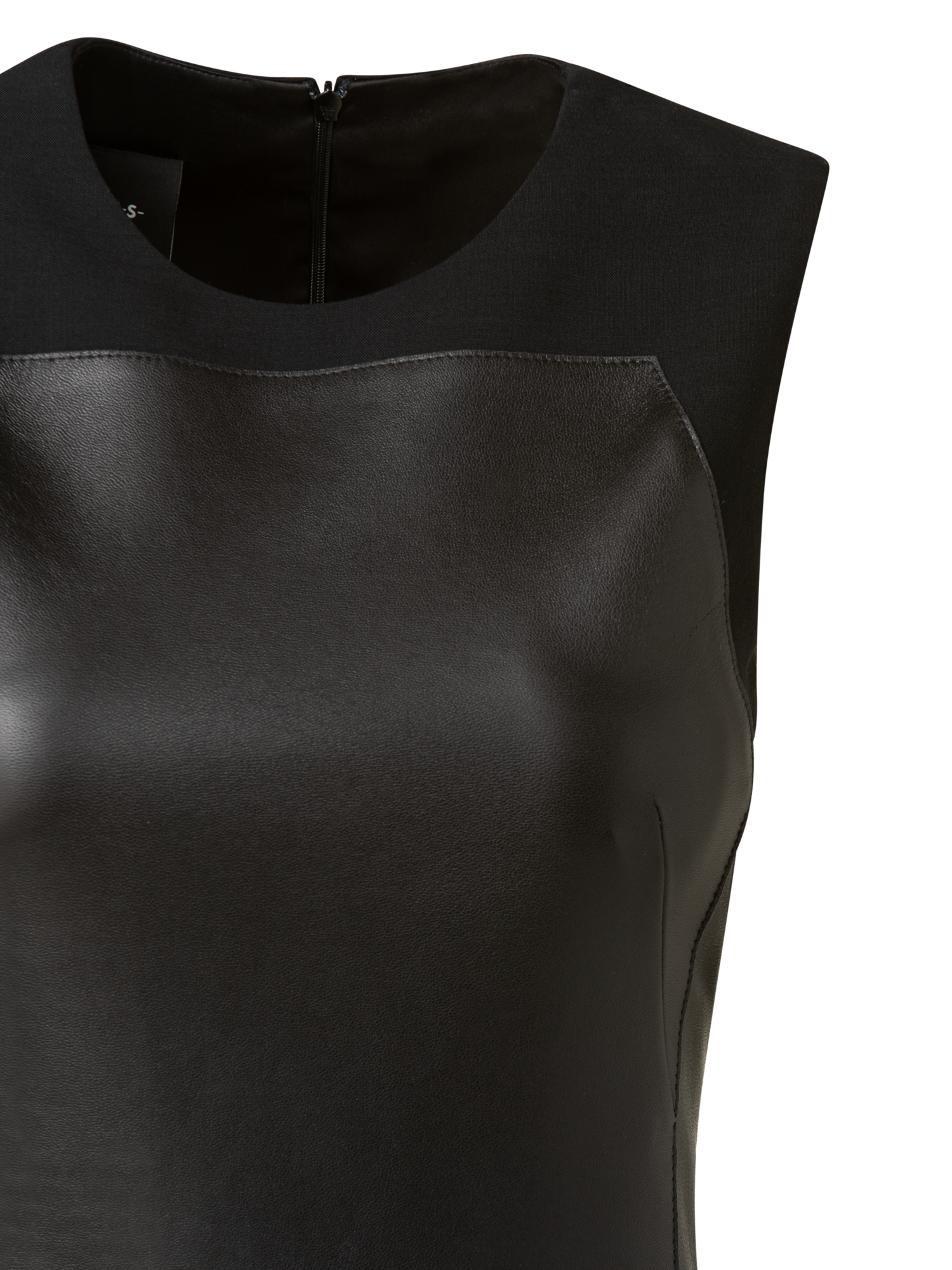 Designer Wool Double-Face Jumpsuit with Leather Bodice - black - neutral