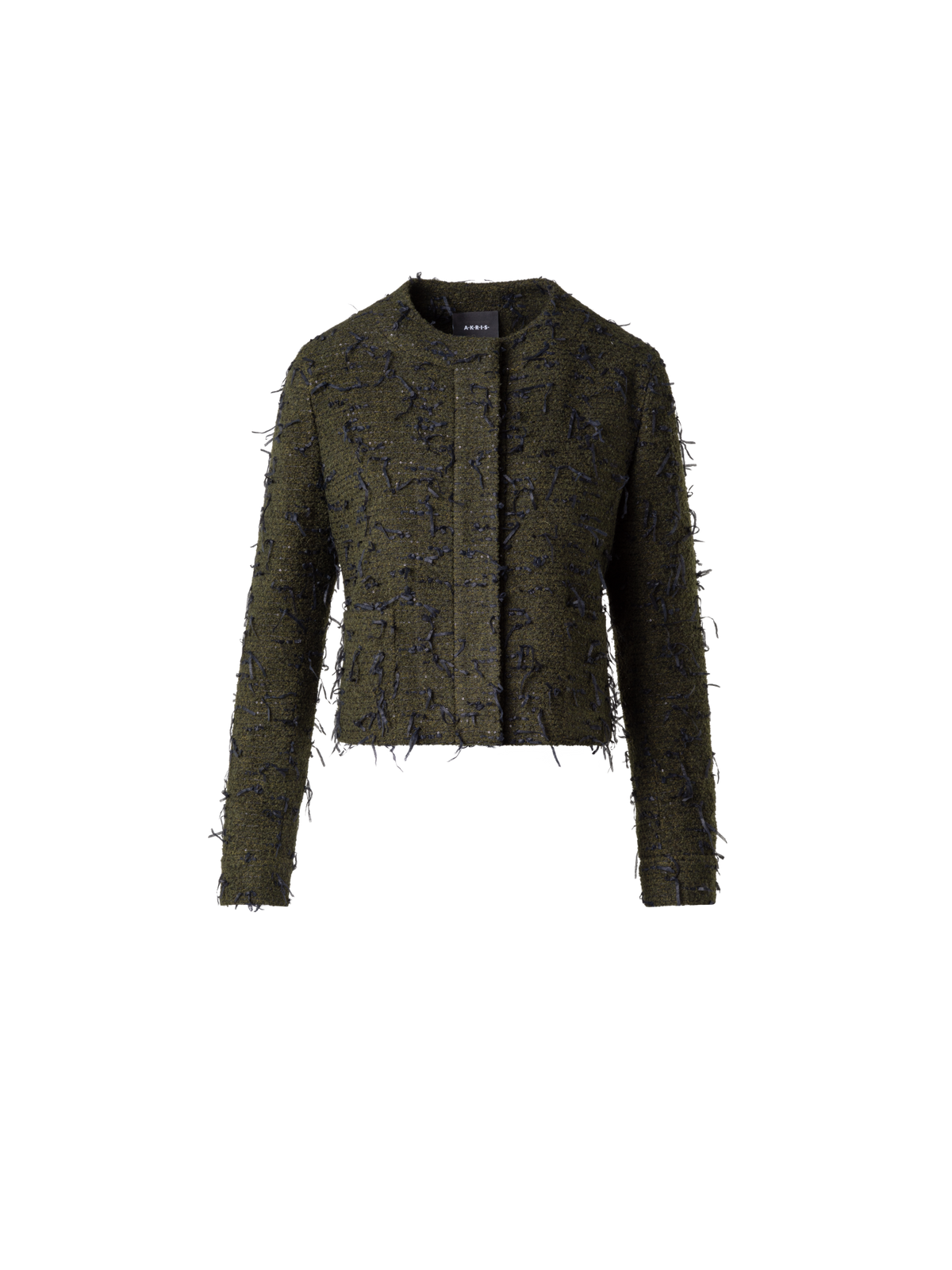 Designer Sequined Bouclé Short Jacket - green - multicolor