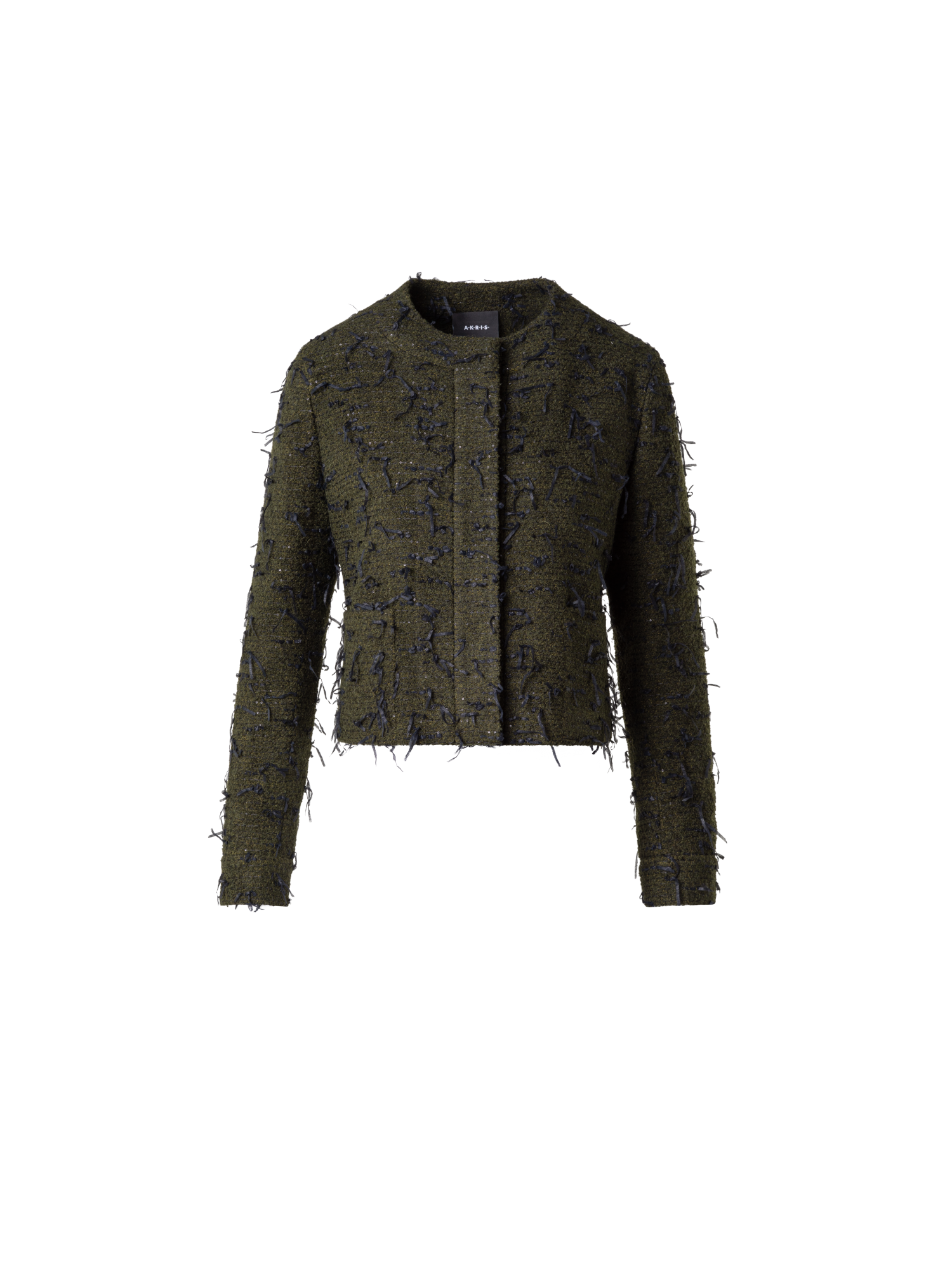 Designer Sequined Bouclé Short Jacket - green - multicolor
