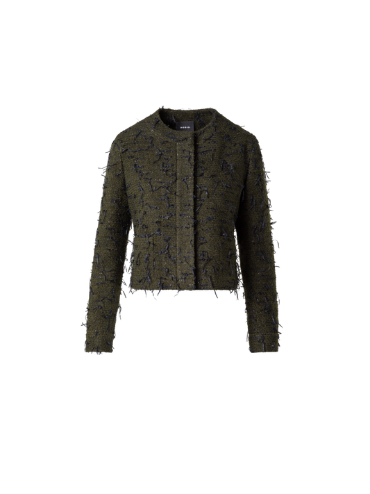 Designer Sequined Bouclé Short Jacket - green - multicolor