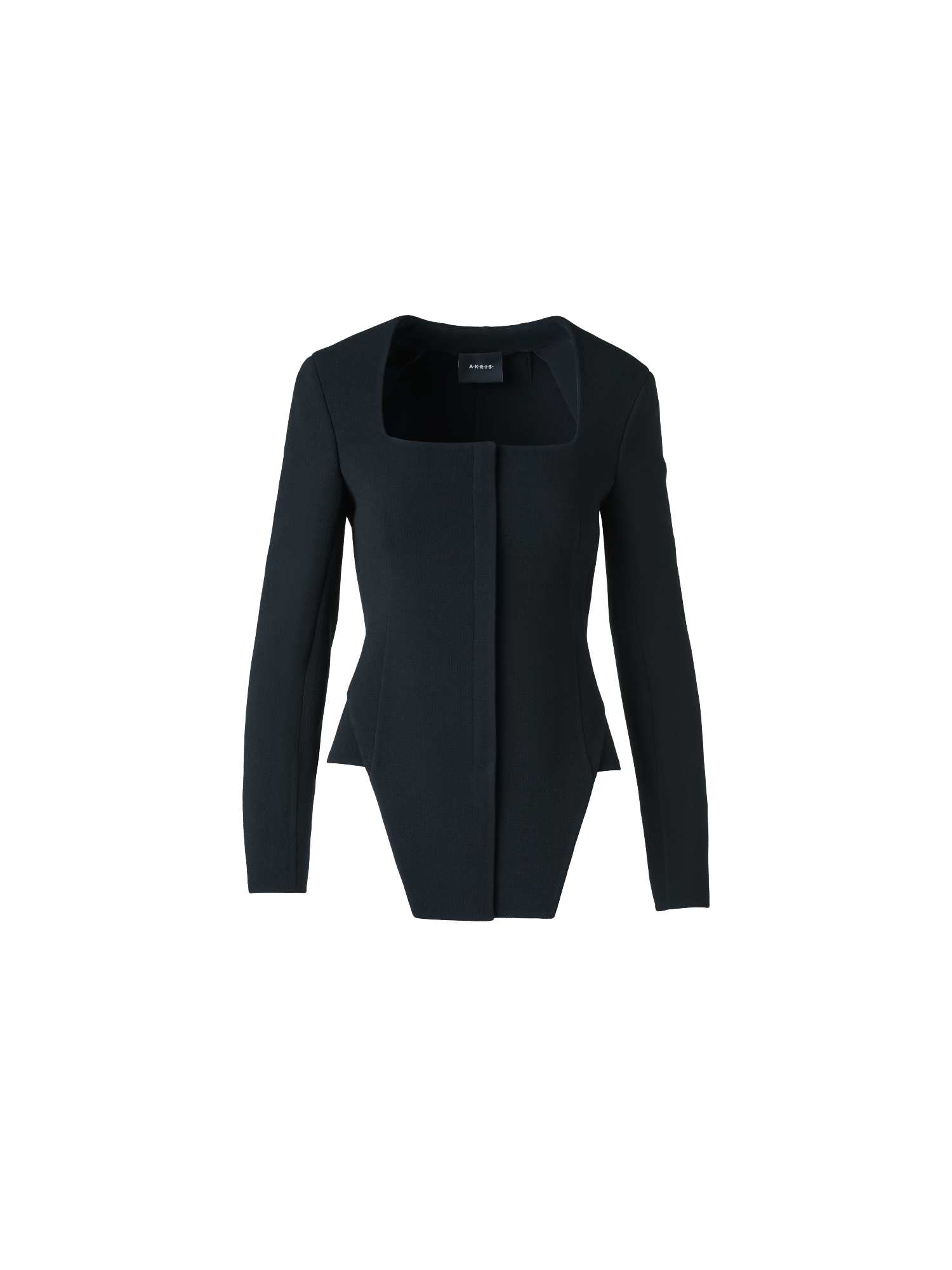 Designer Fitted Trapezoidal Wool Double-Face Jacket - black - neutral