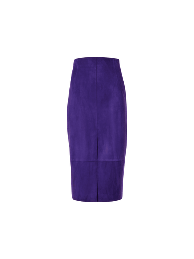 Designer Suede Pencil Skirt - purple