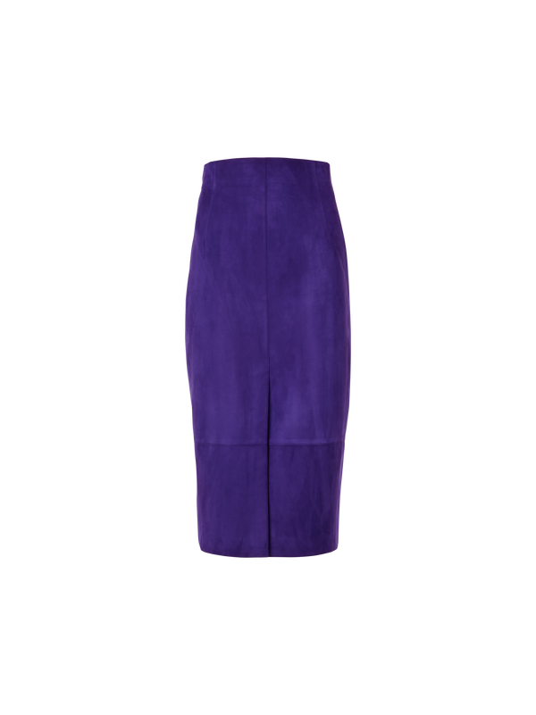 Designer Suede Pencil Skirt - purple