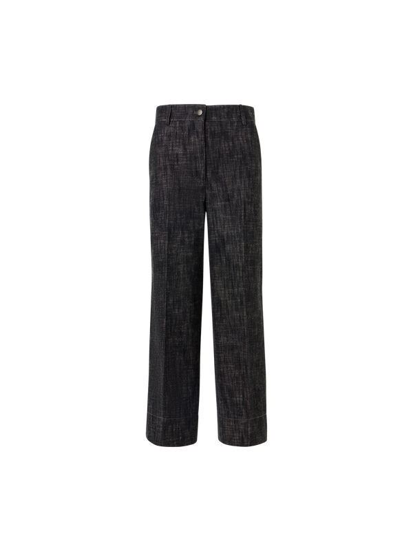 Designer Chiara Wide-Leg Pants in Washed Heavyweight Cotton-Denim - black