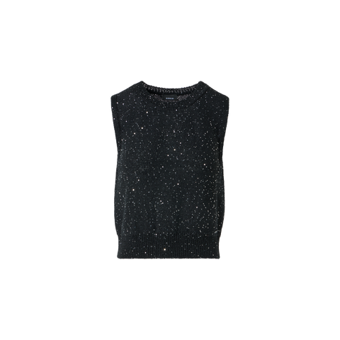 Leinen-Baumwoll-Stricktop mit Pailletten