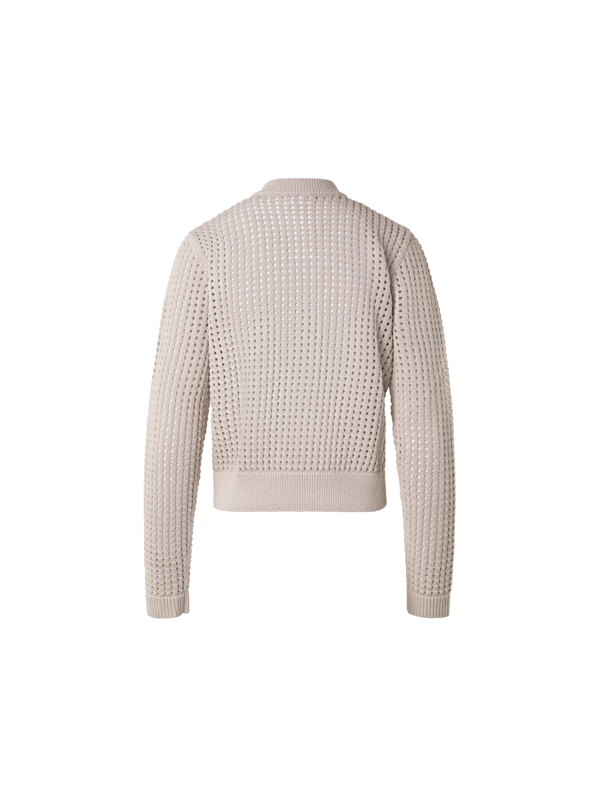 Designer Chunky Cotton Mesh Knit Bomber Cardigan - beige