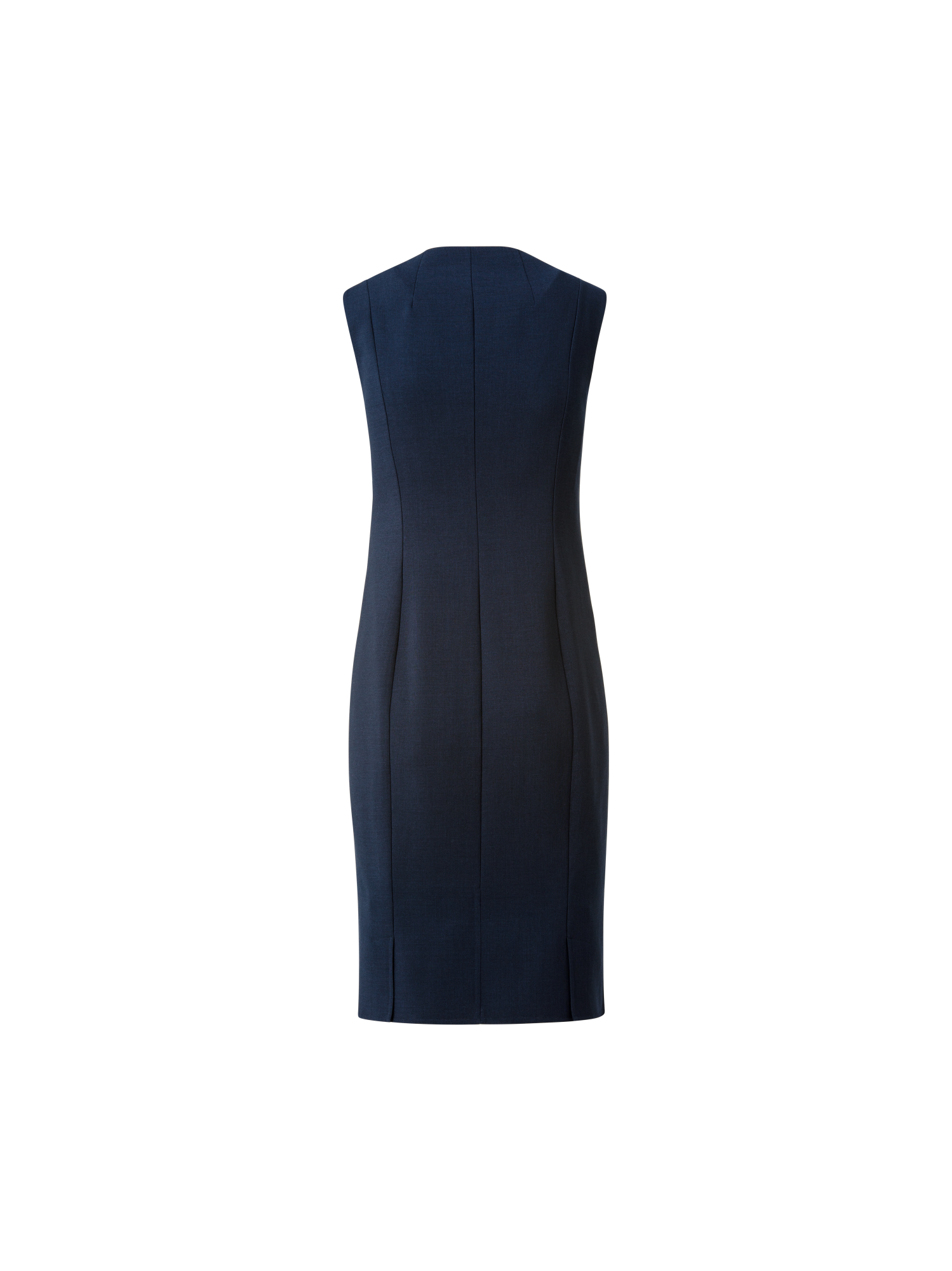 Designer Sleeveless Sheath Dress from Wool Double-Face - navy - blue