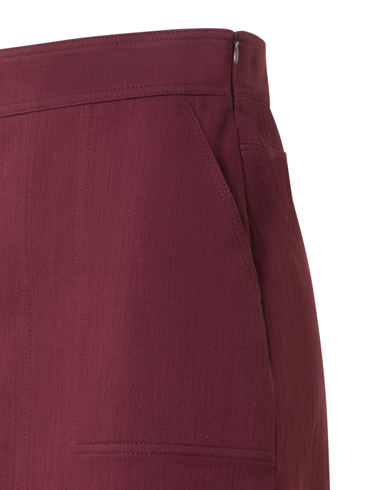 Designer Cotton Denim Pencil Skirt with Fringes - red - purple