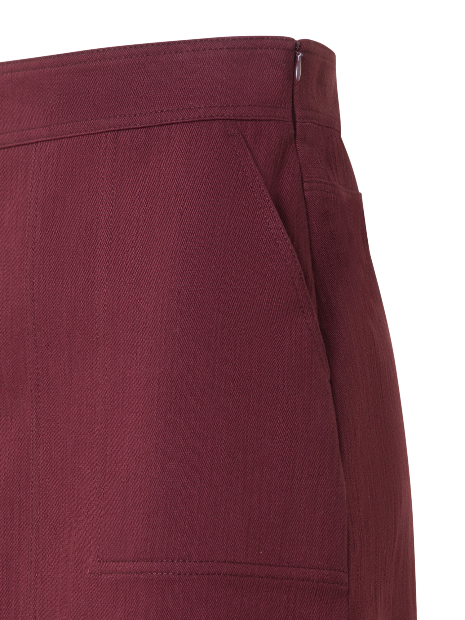Designer Cotton Denim Pencil Skirt with Fringes - red - purple