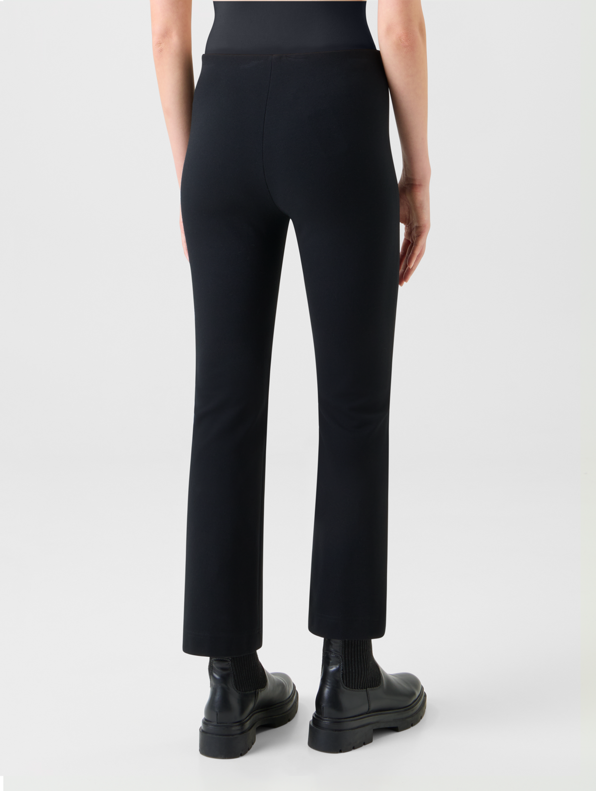 Designer Cropped Slight Bootcut Signature Jersey Pants - black - neutral #editorial