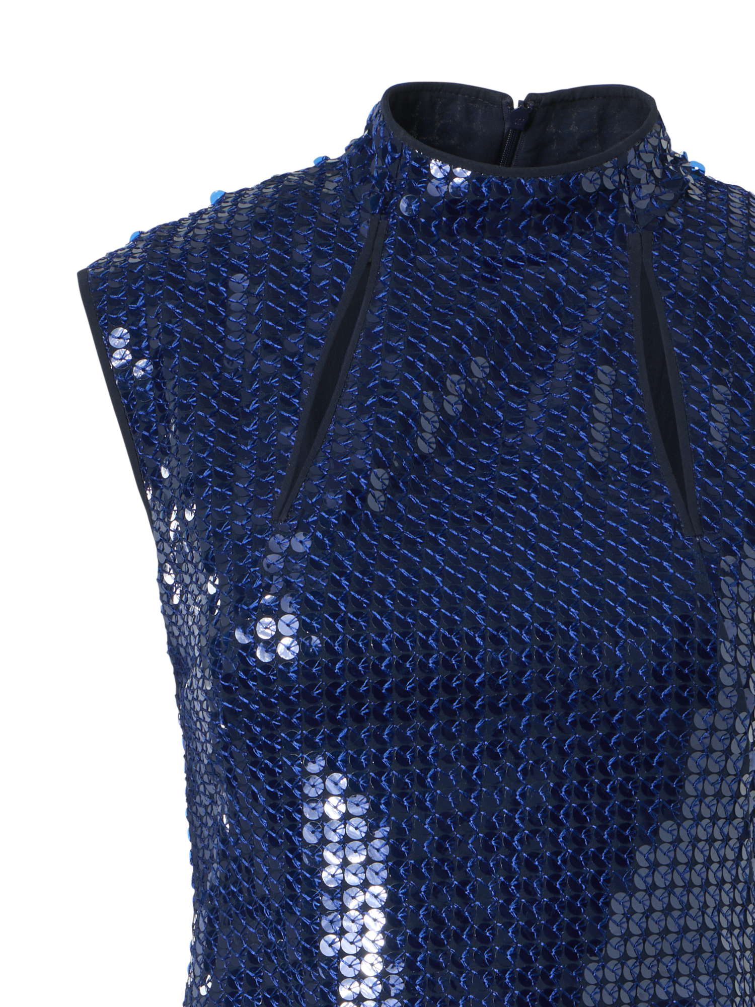 Designer Wool Stretch Double-Face Sheath Dress - navy - blue