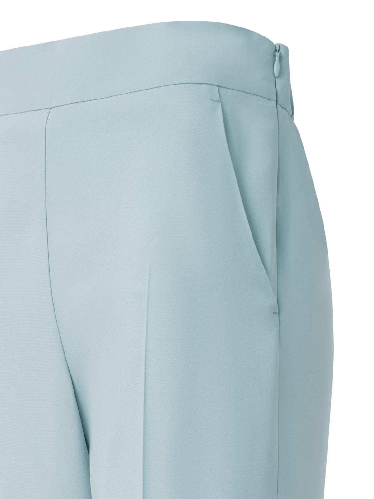Designer Tapered Crêpe Pants with Elastic Back - pastel - blue