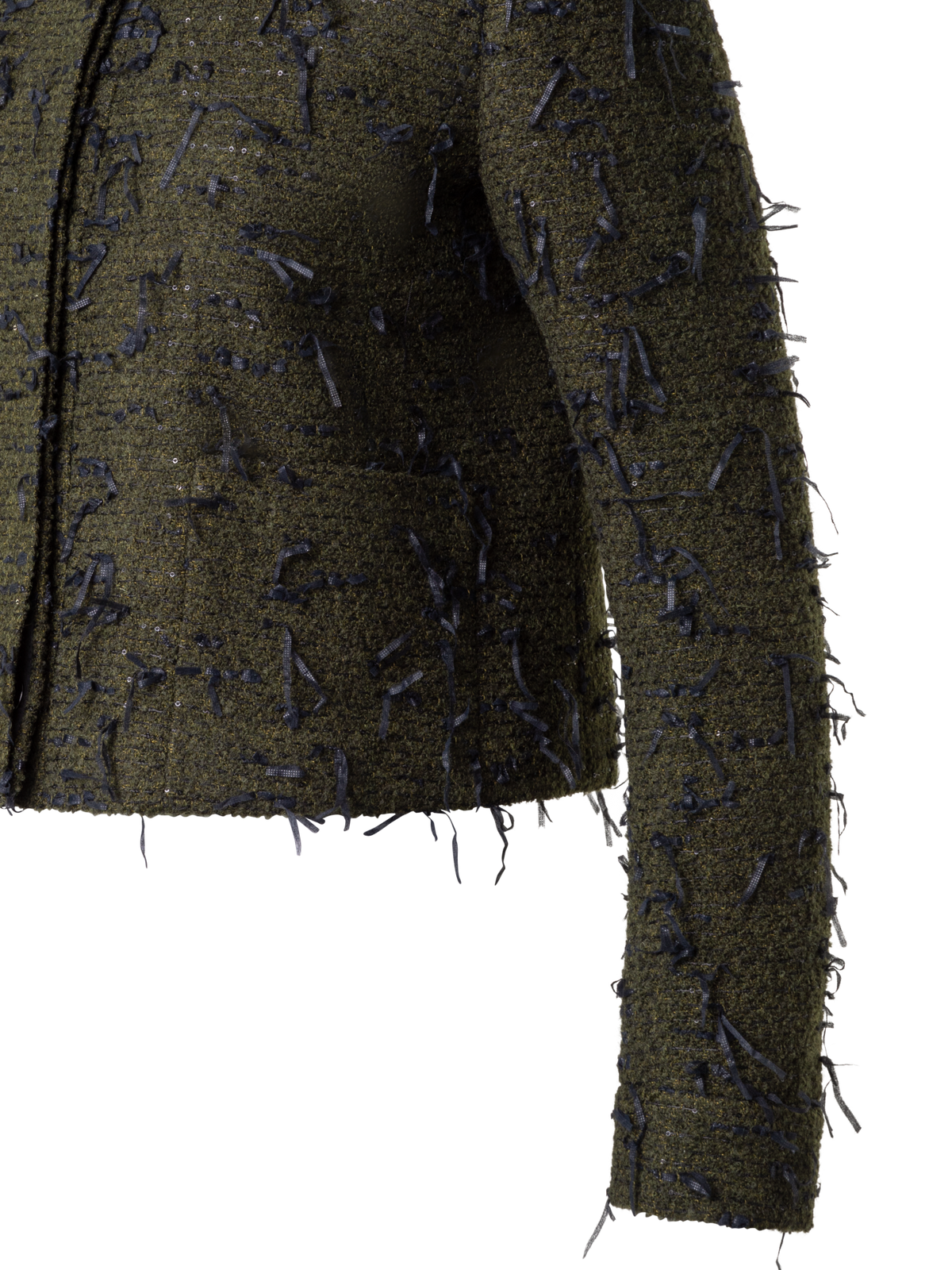 Designer Sequined Bouclé Short Jacket - green - multicolor