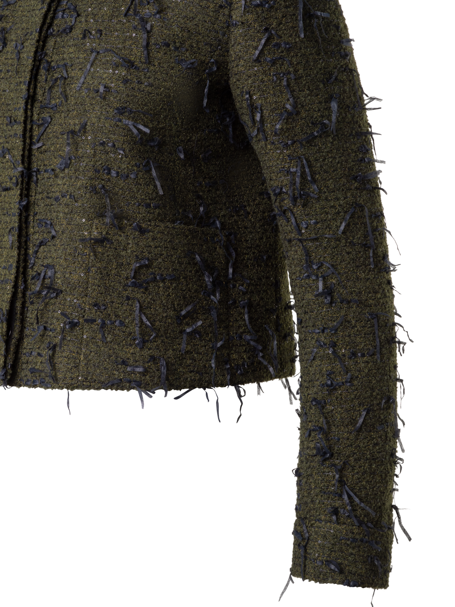 Designer Sequined Bouclé Short Jacket - green - multicolor