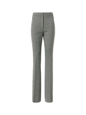 Designer Prince of Wales Wool Stretch Bootcut Pants - grey