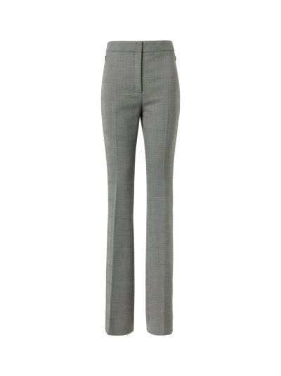 Designer Prince of Wales Wool Stretch Bootcut Pants - grey