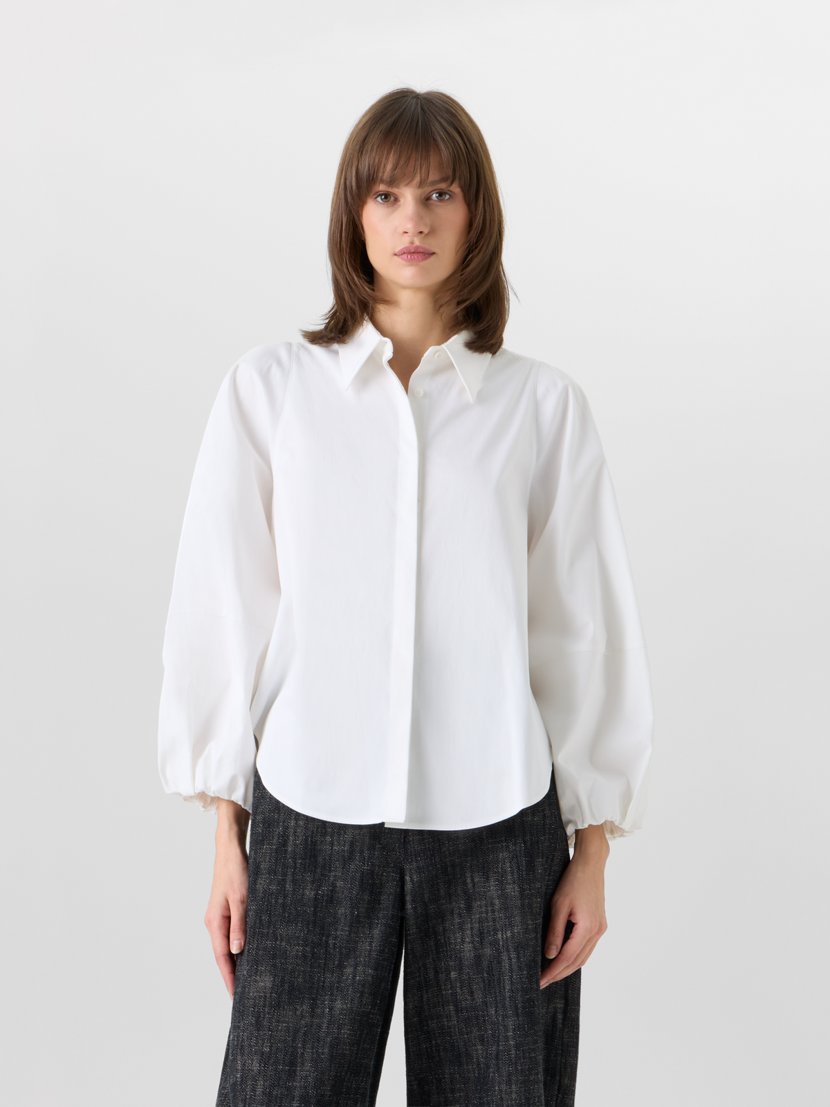 Designer Boxy Washed Cotton Satin Shirt Blouse - ecru #editorial